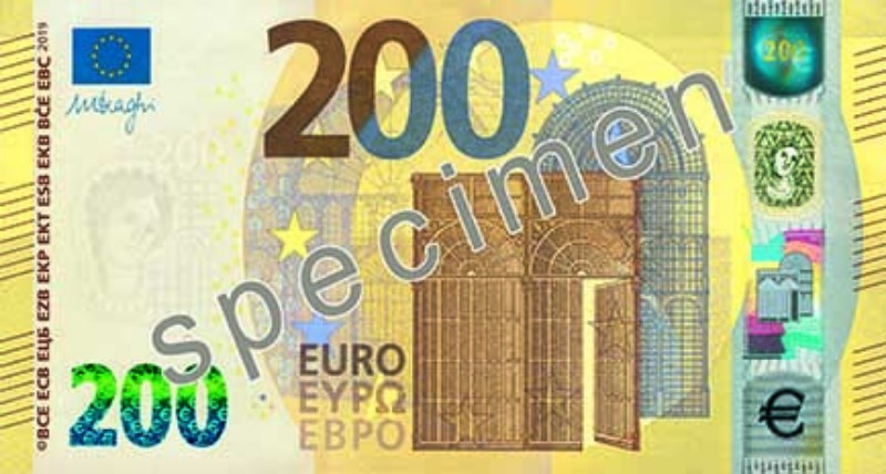 ЕЦБ представил новые банкноты 100 и 200 евро