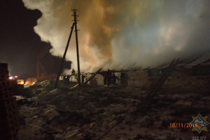 МЧС подозревает поджог на пожаре склада пиломатериалов в Гомельском районе