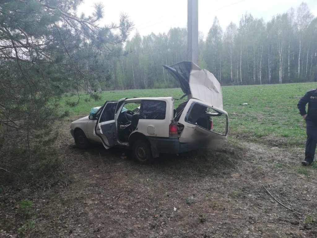 В Климовичском районе Nissan съехал в кювет и врезался в столб