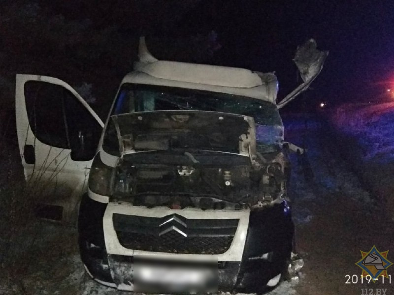 Микроавтобус и грузовик столкнулись в Петриковском районе