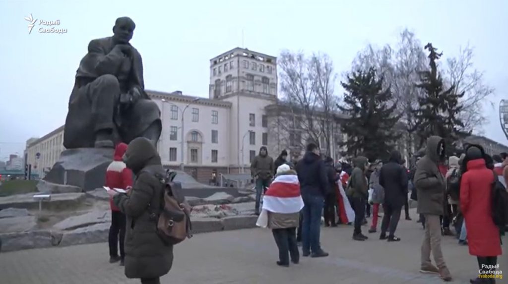 Беларусы в центре Минска протестуют против интеграции с Россией