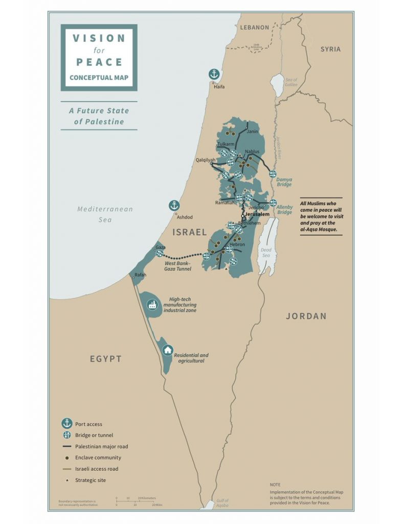 Трамп показал карту границ Израиля и Палестины в рамках «сделки века»