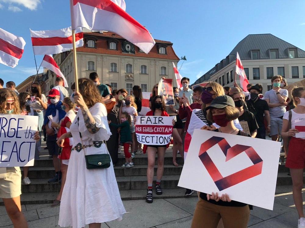 В Варшаве прошла очередная акция солидарности с Беларусью