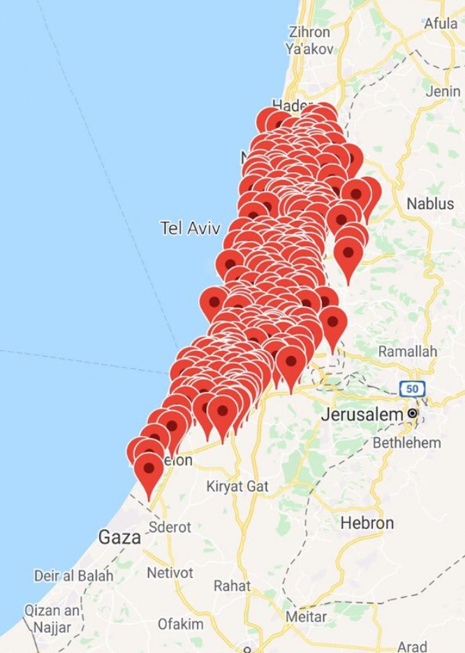Сектор Газа провел массированный ракетный обстрел Тель-Авива
