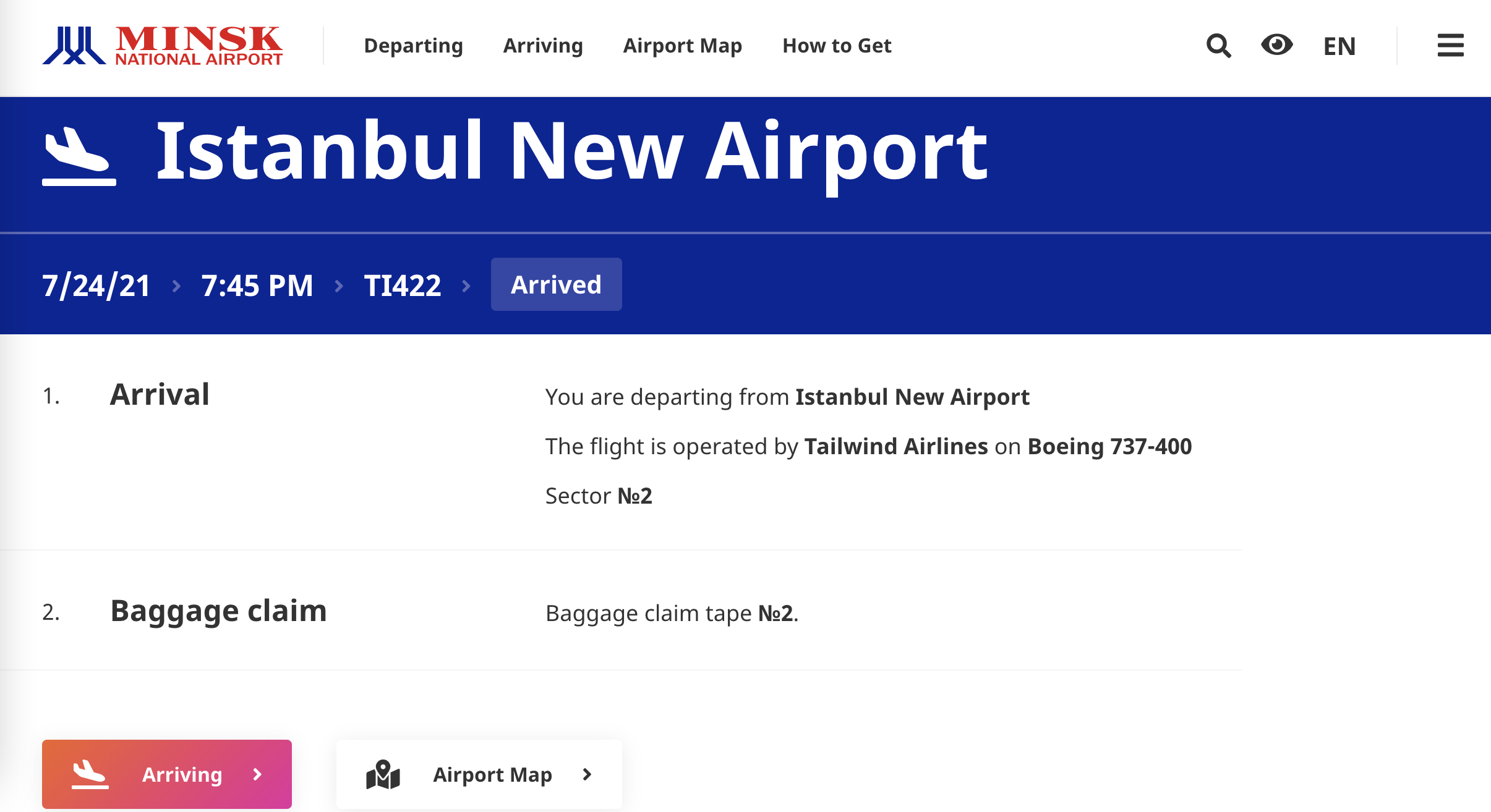 Рейс Iraqi Airways из Басры в Минск отменен