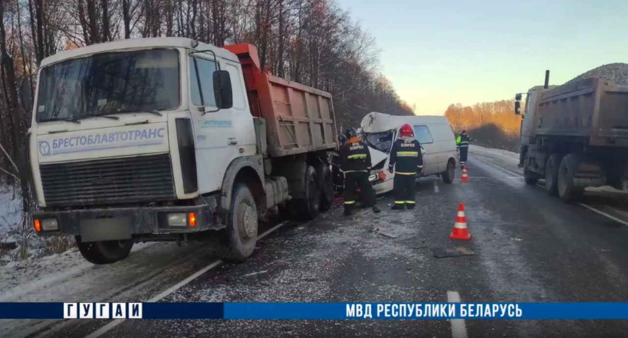 В ДТП с грузовиком под Житковичами погиб пассажир микроавтобуса