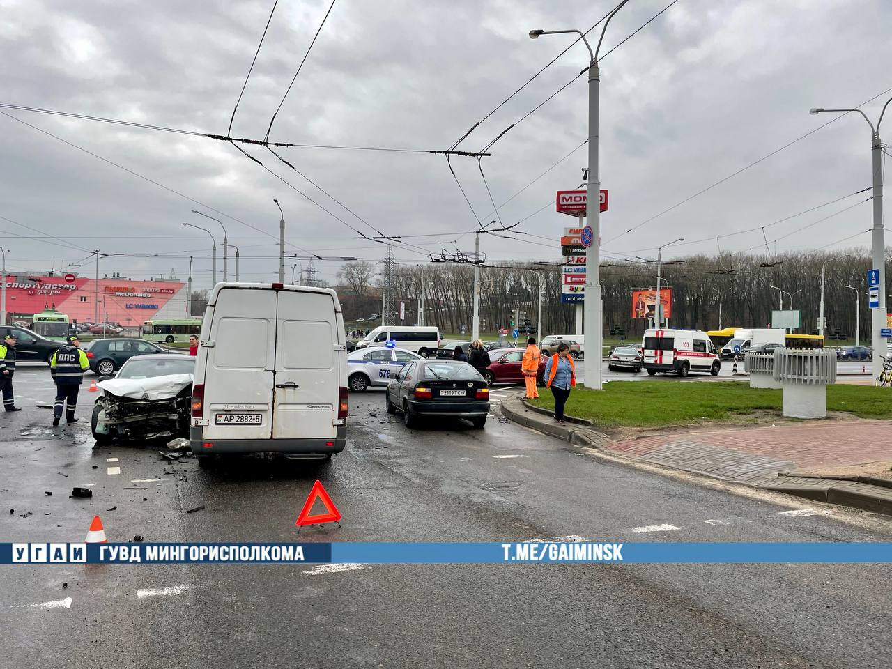 Сразу пять автомобилей столкнулись на Партизанском проспекте в Минске