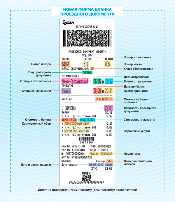 БЖД меняет внешний вид билетов. Их можно будет оформить на беларусском языке