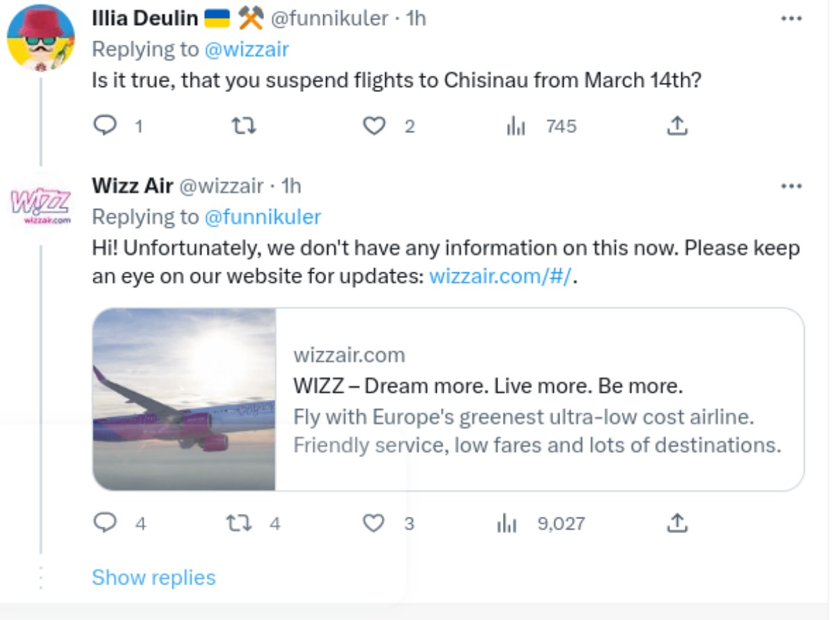 В Молдове говорят об отмене рейсов Wizz Air. Сама компания об этом не в курсе
