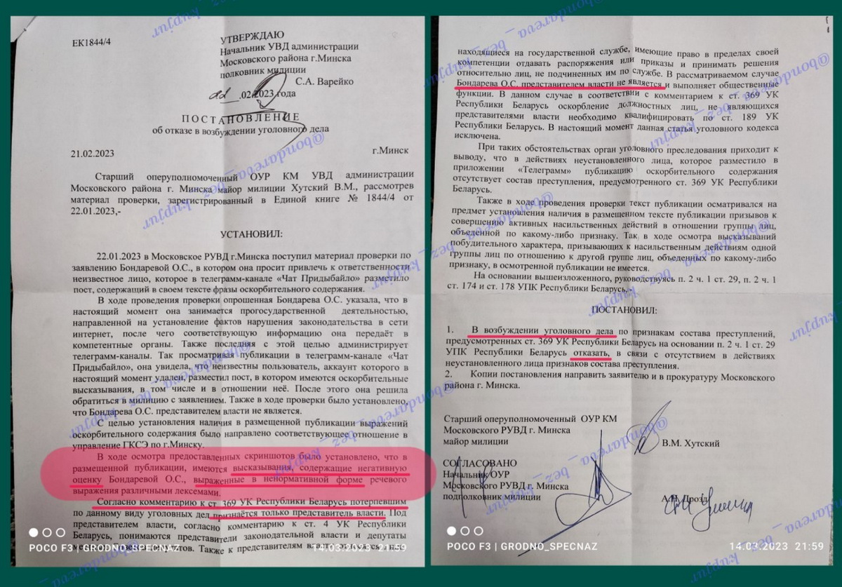 Провластная активистка Бондарева получила отказ в возбуждении уголовного  дела об оскорблении — REFORM.news (ранее REFORM.by)