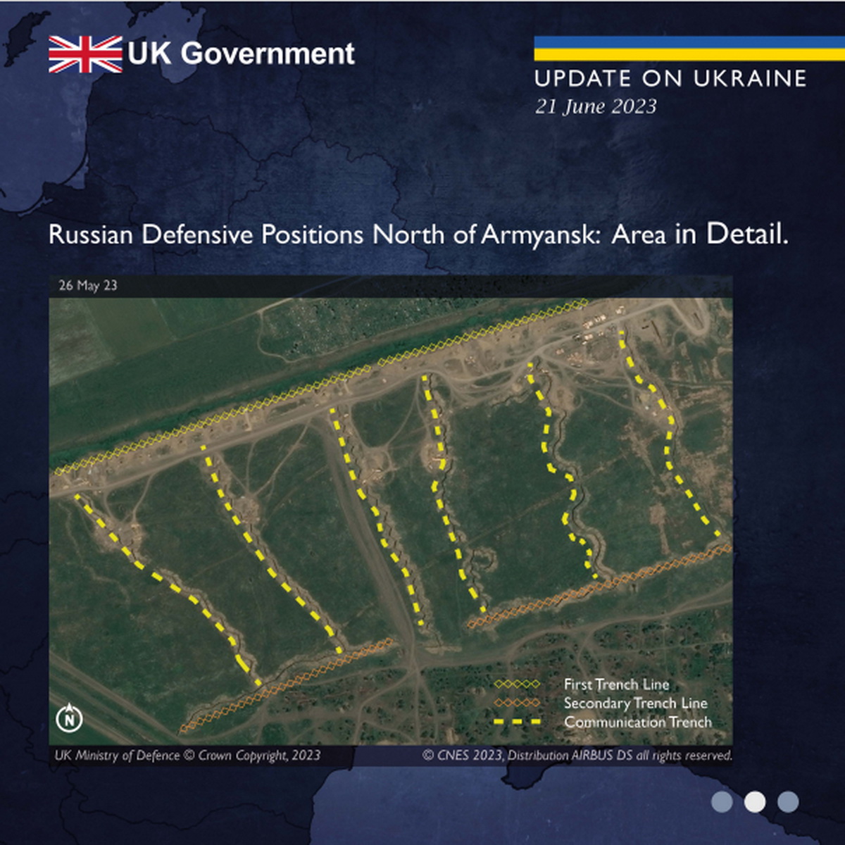Британская разведка показала линии оборонительных укреплений россиян в Крыму