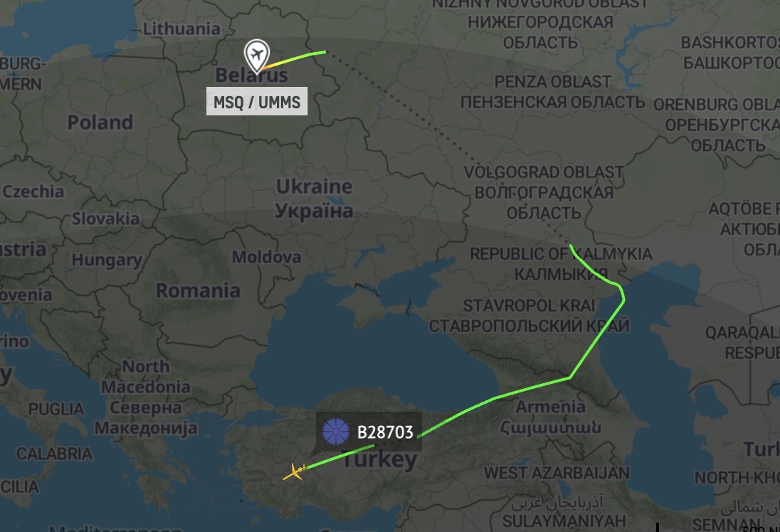 Бизнес-джет Лукашенко 2 июля летал в Москву, а 3-го отправился в Бодрум