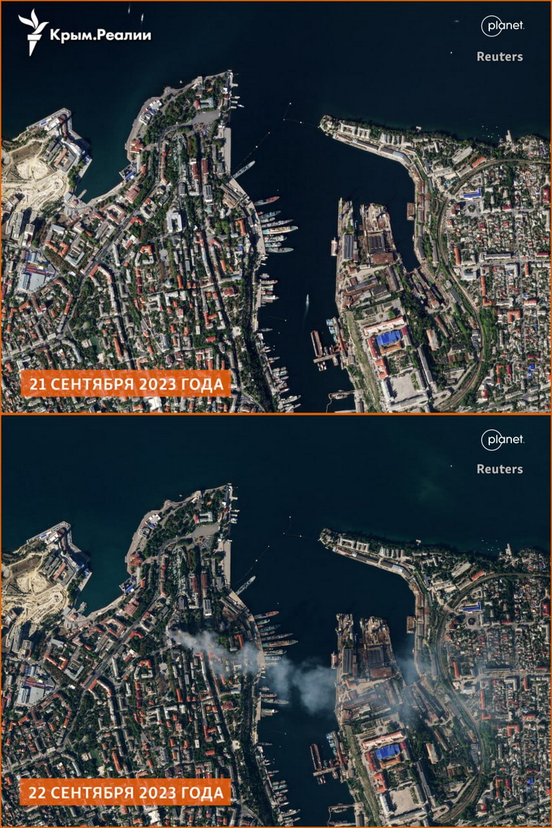 Появились спутниковые снимки после удара по штабу Черноморского флота РФ