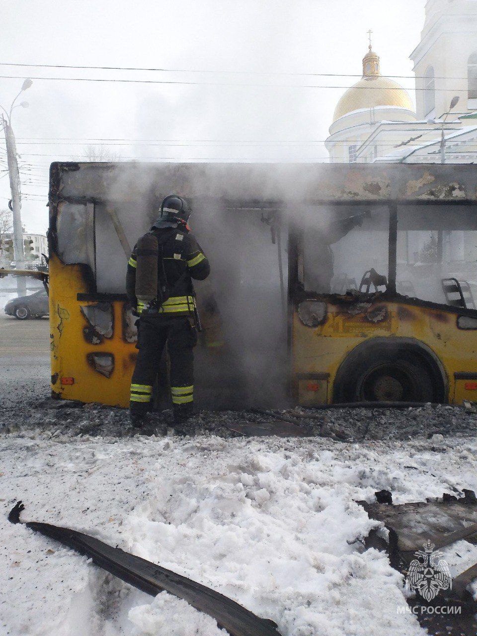 Автобус МАЗ сгорел в Ижевске
