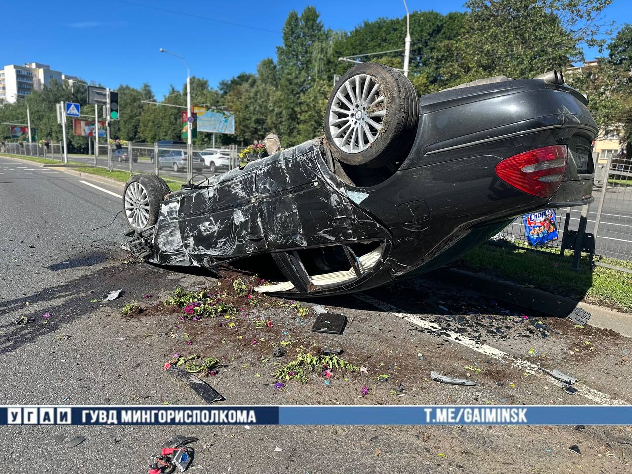 Автомобиль перевернулся на проспекте Пушкина в Минске