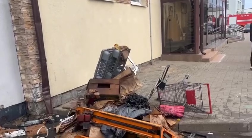 Магазин "Евроопт" горел в Смолевичах