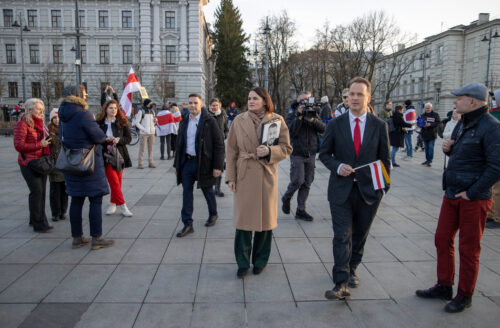 Светлана Тихановская на митинге в честь Дня Воли в Вильнюсе