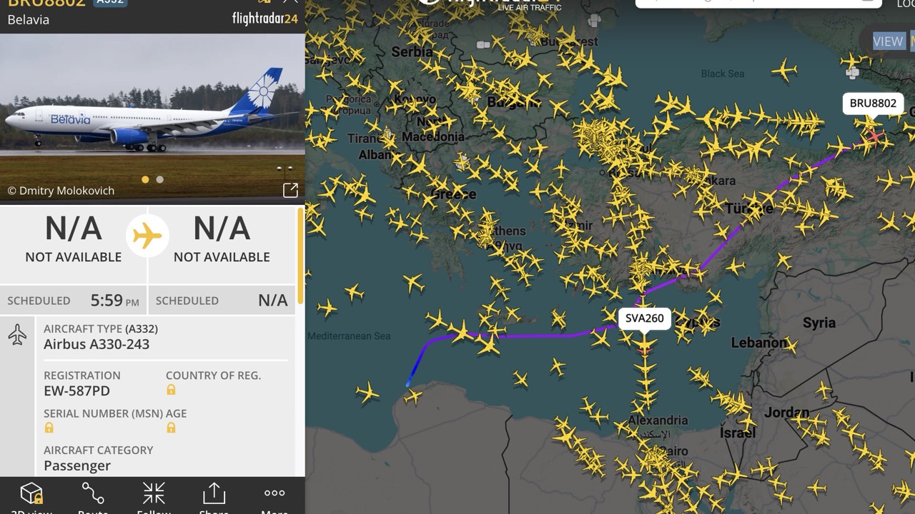 Самолет «Белавиа» слетал в Ливию