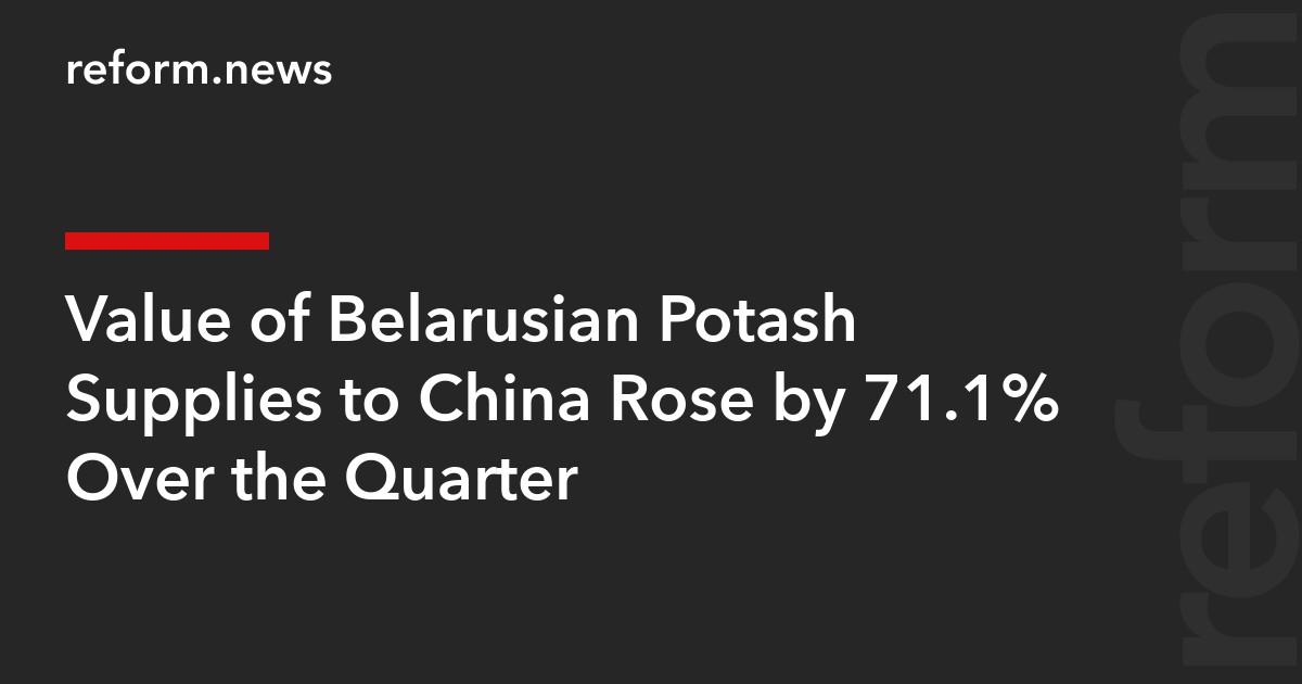 Value of Belarusian Potash Supplies to China Rose by 71.1% Over the Quarter