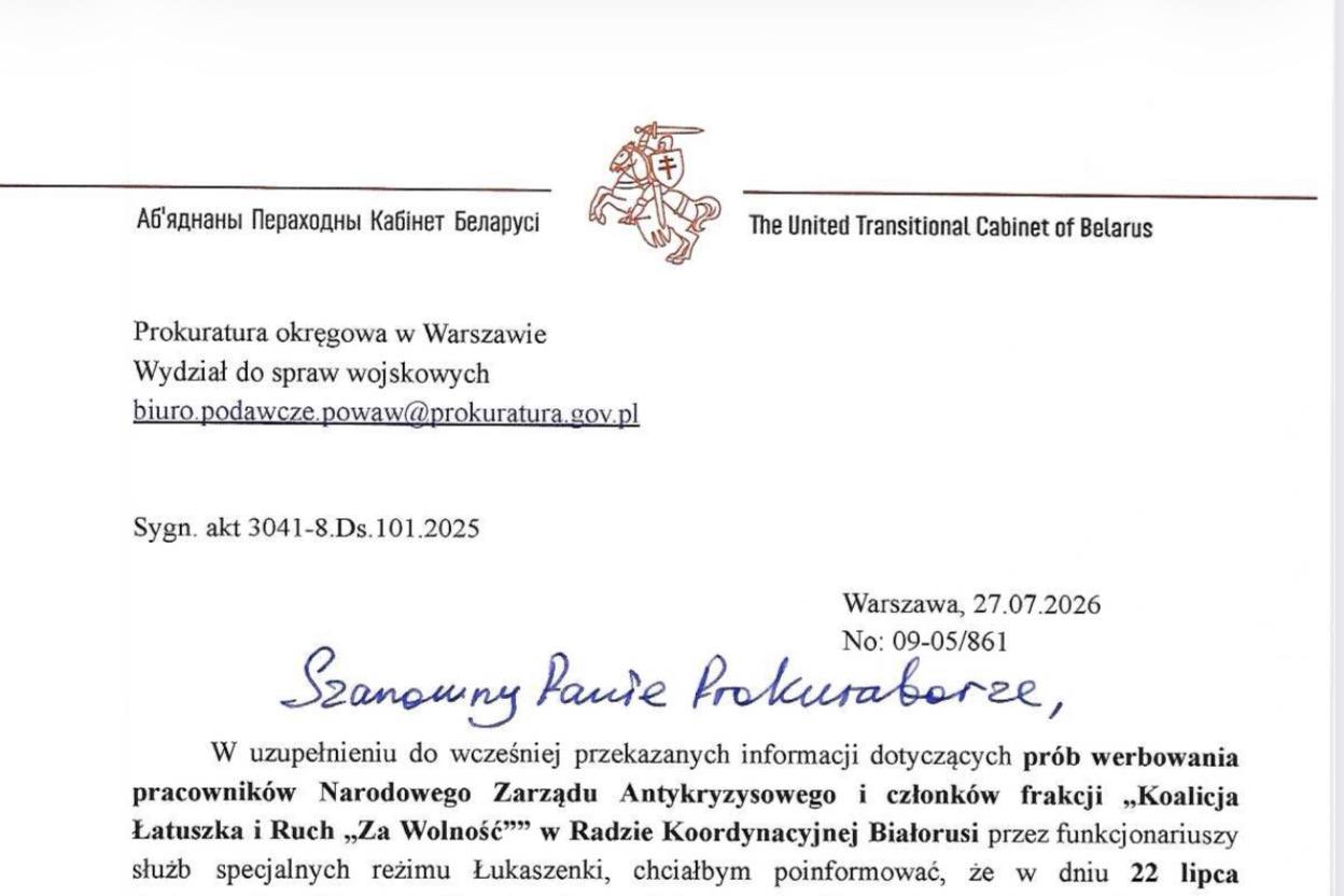 Латушко передал в варшавскую прокуратуру информацию о 7 попытках вербовки